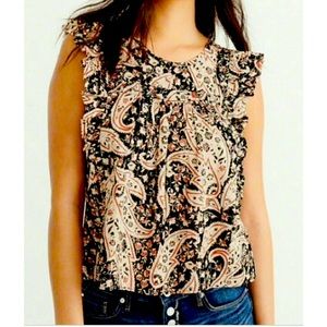 Printed Ruffle Sleeve Top